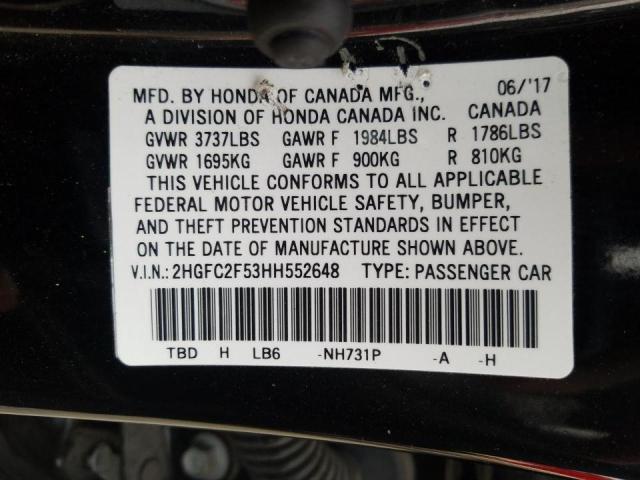 Photo 10 from auction – 2017 HONDA CIVIC LX with VIN 2HGFC2F53HH552648