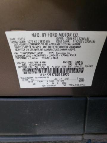 Photo 10 from auction – 2016 FORD TAURUS SEL with VIN 1FAHP2E87GG112035