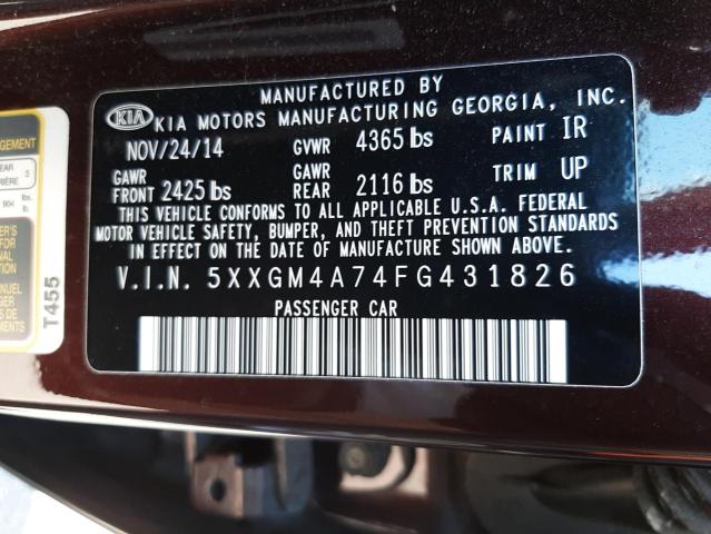 Photo 10 from auction – 2015 KIA OPTIMA LX with VIN 5XXGM4A74FG431826