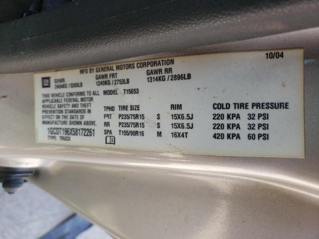 Photo 10 from auction – 2005 CHEVROLET COLORADO with VIN 1GCDT196X58172261