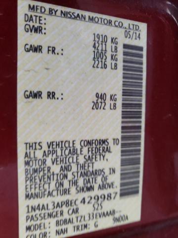 Photo 10 from auction – 2014 NISSAN ALTIMA 2.5 with VIN 1N4AL3AP8EC429987