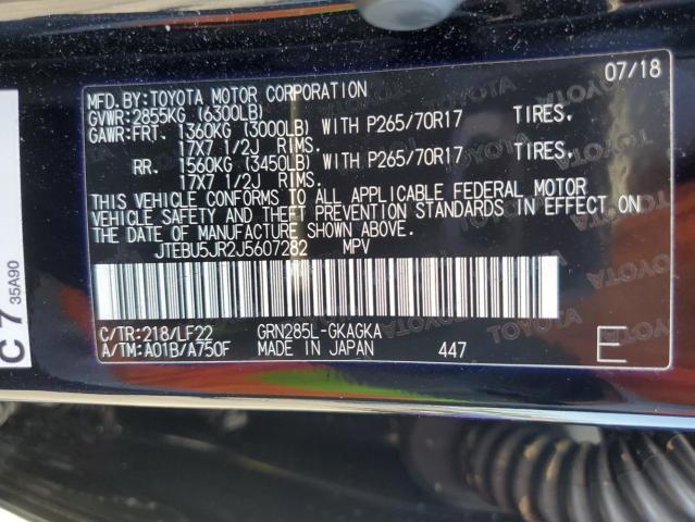 Photo 10 from auction – 2018 TOYOTA 4RUNNER SR with VIN JTEBU5JR2J5607282