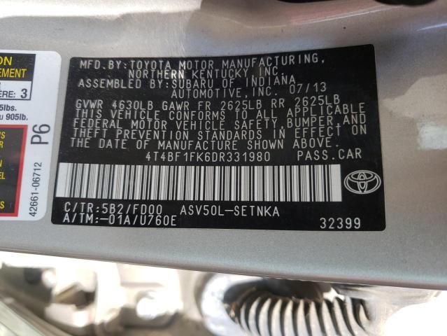 Photo 10 from auction – 2013 TOYOTA CAMRY L with VIN 4T4BF1FK6DR331980