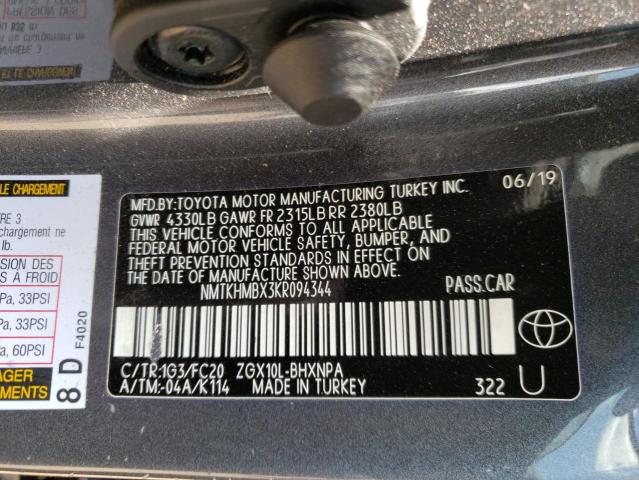 Photo 10 from auction – 2019 TOYOTA C-HR XLE with VIN NMTKHMBX3KR094344