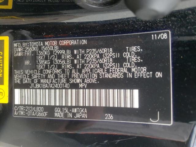 Photo 10 from auction – 2010 LEXUS RX 350 with VIN JTJBK1BA7A2400140