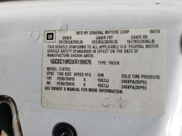 Photo 10 from auction – 1999 CHEVROLET GMT-400 C1 with VIN 1GCEC19R3XR109076