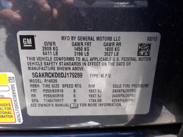 Photo 10 from auction – 2013 BUICK ENCLAVE with VIN 5GAKRCKD8DJ179289