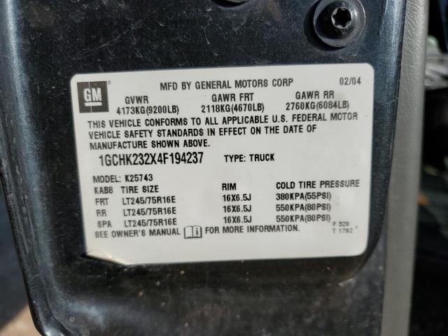 Фото 10 с аукциона – 2004 CHEVROLET SILVERADO с VIN 1GCHK232X4F194237