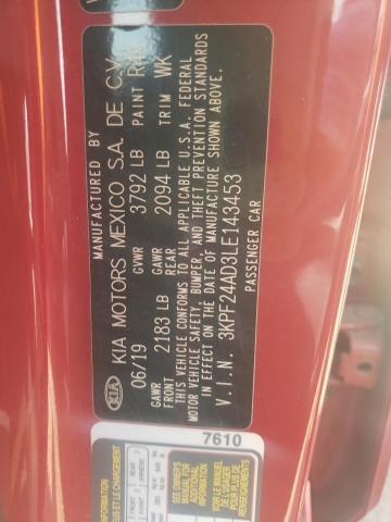 Photo 10 from auction – 2020 KIA FORTE FE with VIN 3KPF24AD3LE143453