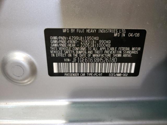 Photo 10 from auction – 2008 SUBARU IMPREZA 2. with VIN JF1GE61638H526180