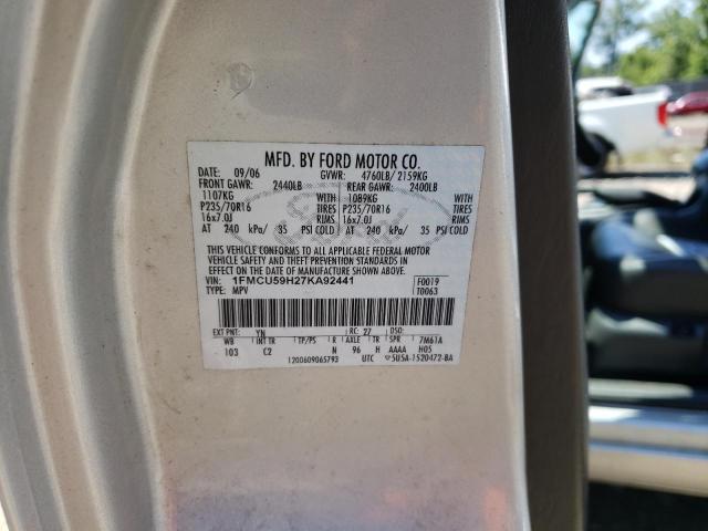 Photo 10 from auction – 2007 FORD ESCAPE HEV with VIN 1FMCU59H27KA92441