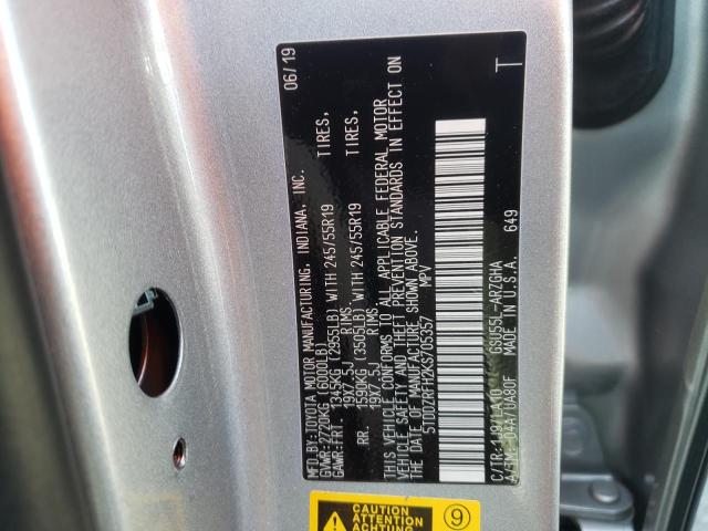 Photo 10 from auction – 2019 TOYOTA HIGHLANDER with VIN 5TDDZRFH2KS705357