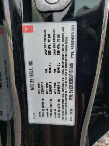 Photo 10 from auction – 2018 TESLA MODEL 3 with VIN 5YJ3E1EB5JF150445