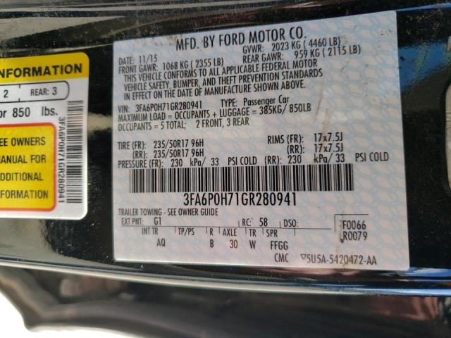 Photo 10 from auction – 2016 FORD FUSION SE with VIN 3FA6P0H71GR280941