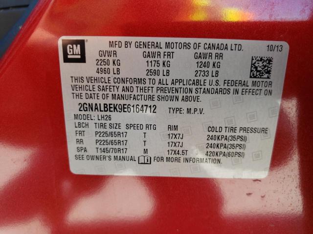 Photo 10 from auction – 2014 CHEVROLET EQUINOX LT with VIN 2GNALBEK9E6164712