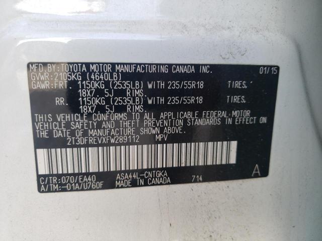Photo 10 from auction – 2015 TOYOTA RAV4 LIMIT with VIN 2T3DFREVXFW289112