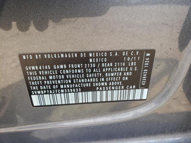 Photo 10 from auction – 2012 VOLKSWAGEN JETTA SE with VIN 3VWBP7AJ7CM339633