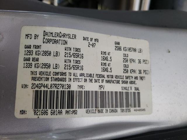 Photo 10 from auction – 2007 DODGE GRAND CARA with VIN 2D4GP44L07R270130
