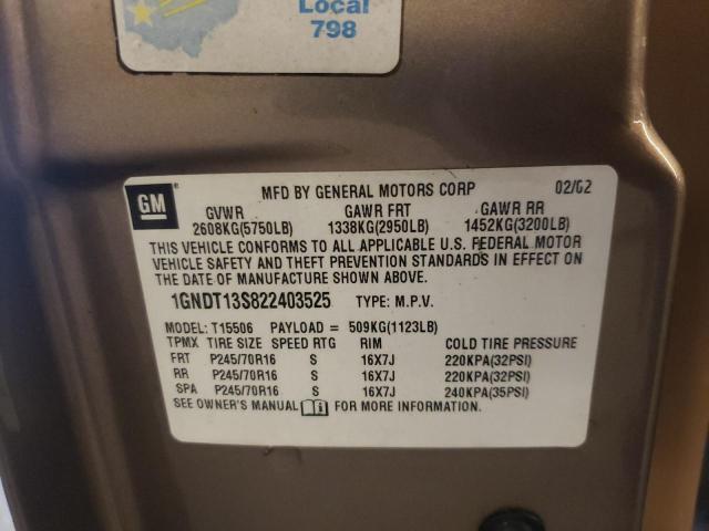 Photo 10 from auction – 2002 CHEVROLET TRAILBLAZE with VIN 1GNDT13S822403525
