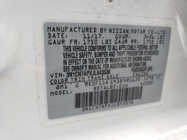 Photo 10 from auction – 2018 NISSAN VERSA S with VIN 3N1CN7APXJL843536