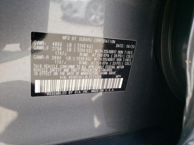 Photo 10 from auction – 2020 SUBARU OUTBACK PR with VIN 4S4BTAEC8L3223328