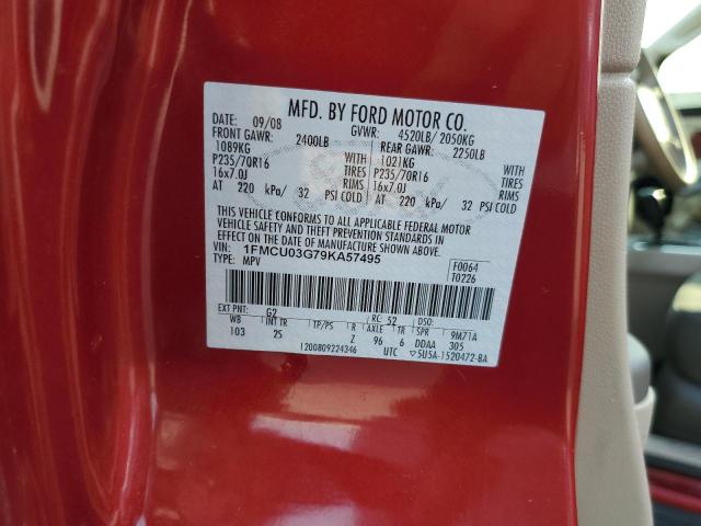Photo 10 from auction – 2009 FORD ESCAPE XLT with VIN 1FMCU03G79KA57495