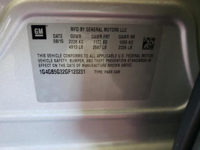 Photo 10 from auction – 2016 BUICK LACROSSE with VIN 1G4GB5G32GF120231