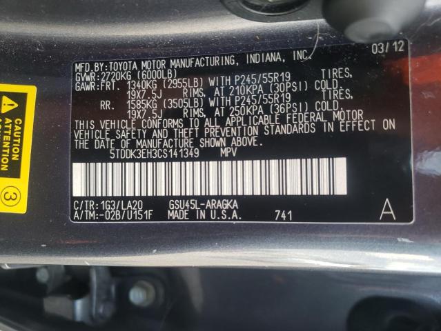 Photo 10 from auction – 2012 TOYOTA HIGHLANDER with VIN 5TDDK3EH3CS141349