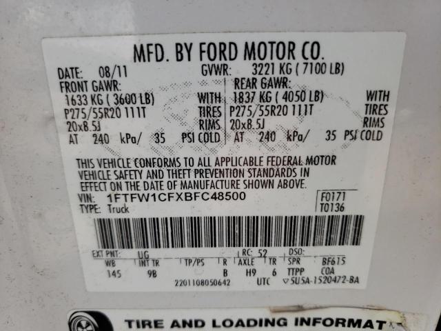 Photo 10 from auction – 2011 FORD F150 SUPER with VIN 1FTFW1CFXBFC48500