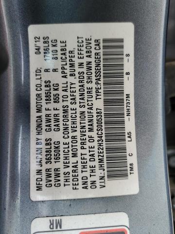 Photo 10 from auction – 2012 HONDA INSIGHT with VIN JHMZE2H34CS005387