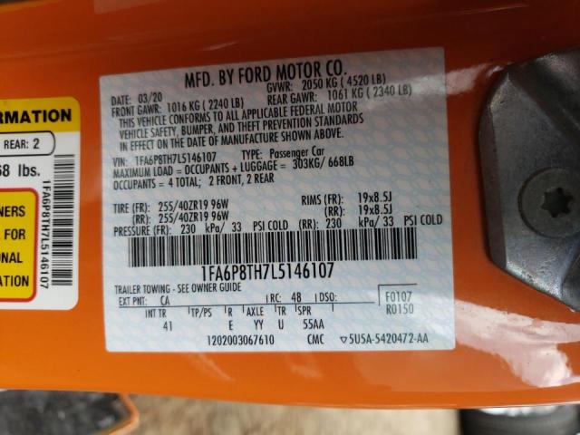 Photo 10 from auction – 2020 FORD MUSTANG with VIN 1FA6P8TH7L5146107