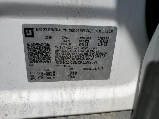 Photo 10 from auction – 2019 CHEVROLET TRAX LS with VIN 3GNCJKSB2KL292591