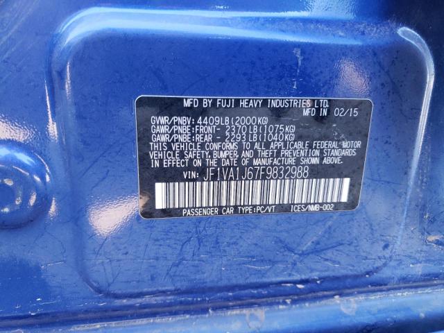 Photo 10 from auction – 2015 SUBARU WRX LIMITE with VIN JF1VA1J67F9832988