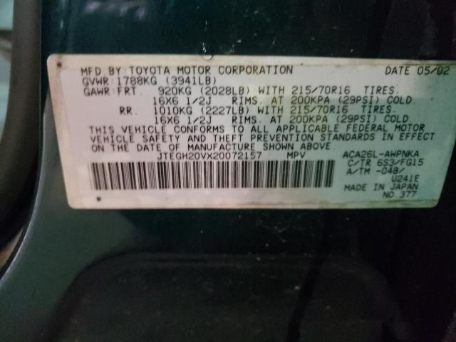 Photo 10 from auction – 2002 TOYOTA RAV4 with VIN JTEGH20VX20072157