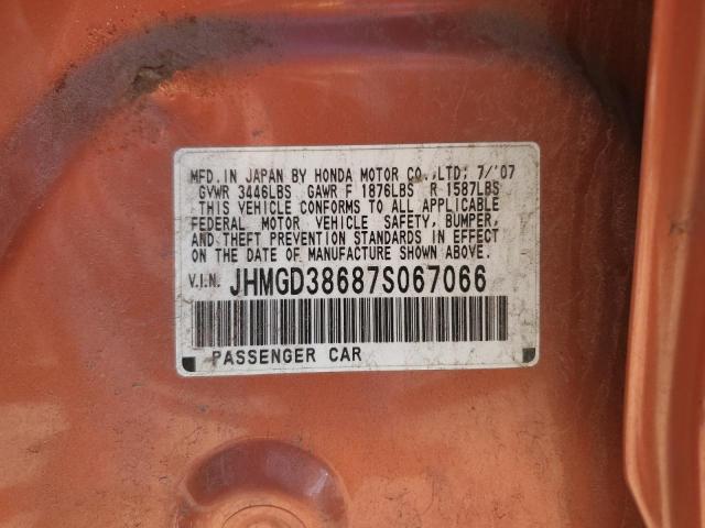 Photo 10 from auction – 2007 HONDA FIT S with VIN JHMGD38687S067066
