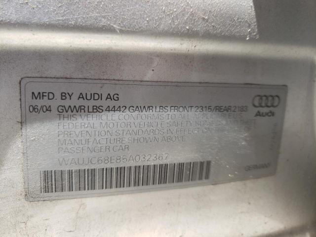 Photo 10 from auction – 2005 AUDI A4 1.8T with VIN WAUJC68E85A032367