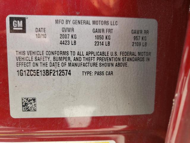 Photo 10 from auction – 2011 CHEVROLET MALIBU 1LT with VIN 1G1ZC5E13BF212574