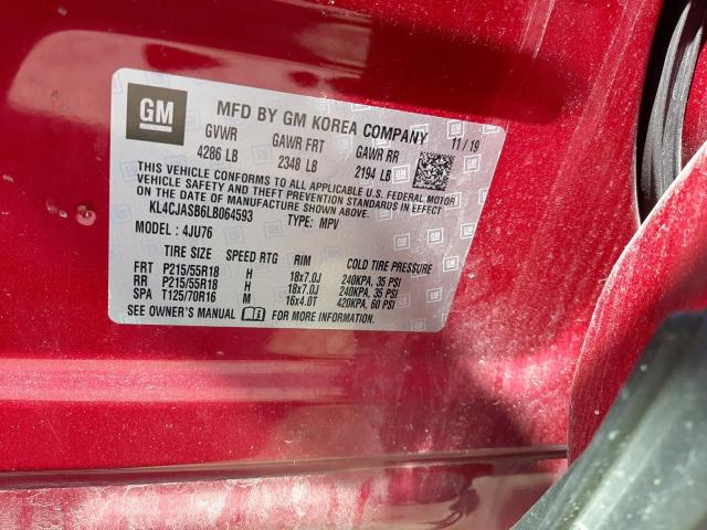 Photo 10 from auction – 2020 BUICK ENCORE PRE with VIN KL4CJASB6LB064593