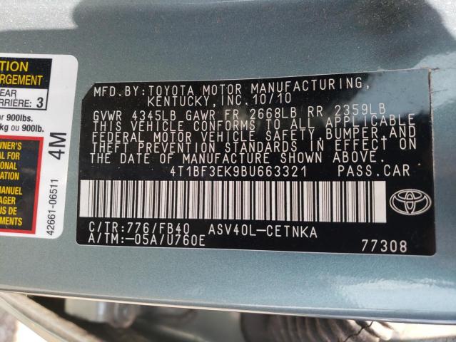 Photo 10 from auction – 2011 TOYOTA CAMRY BASE with VIN 4T1BF3EK9BU663321