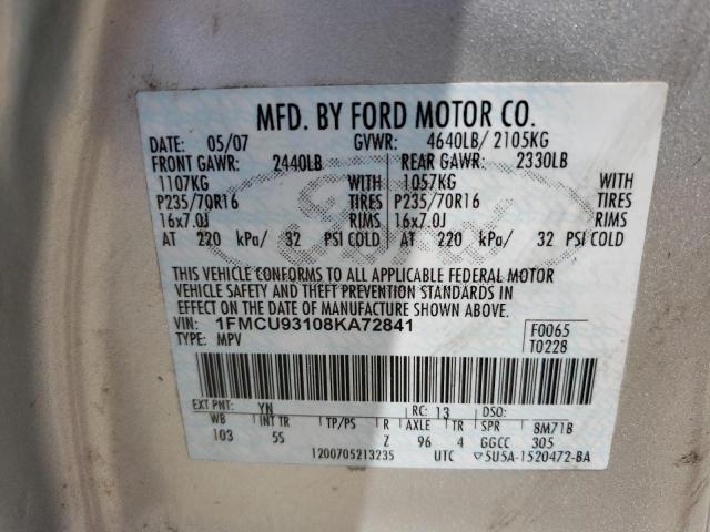 Photo 10 from auction – 2008 FORD ESCAPE XLT with VIN 1FMCU93108KA72841
