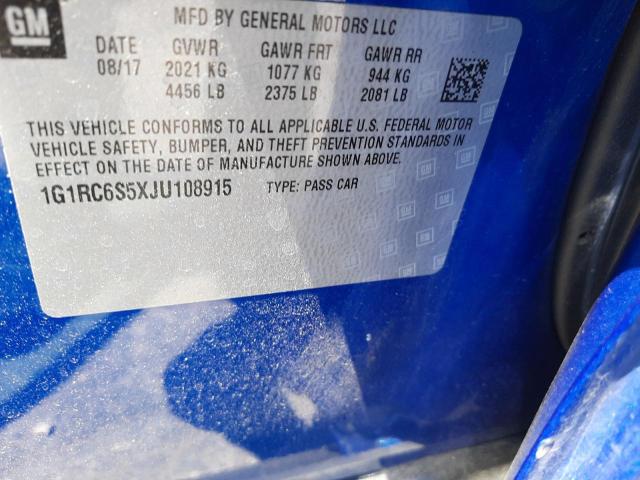Photo 10 from auction – 2018 CHEVROLET VOLT LT with VIN 1G1RC6S5XJU108915