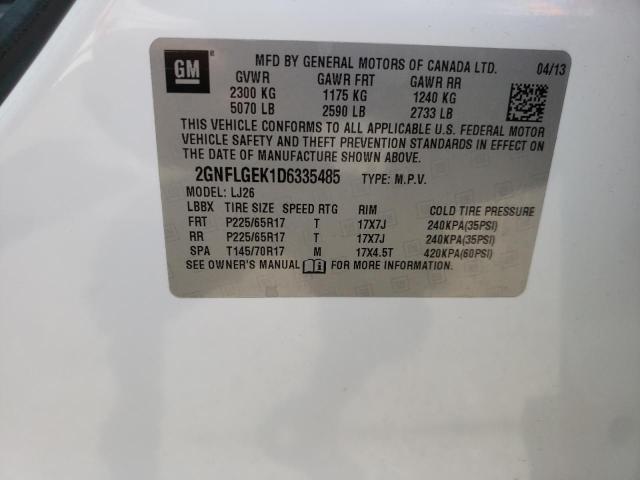 Photo 10 from auction – 2013 CHEVROLET EQUINOX LT with VIN 2GNFLGEK1D6335485