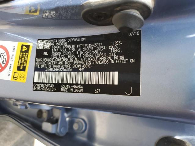 Photo 10 from auction – 2010 TOYOTA HIGHLANDER with VIN JTEBK3EH4A2167658