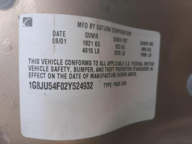 Photo 10 from auction – 2002 SATURN L200 with VIN 1G8JU54F02Y524932