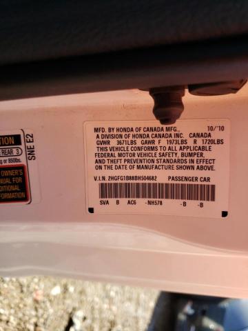 Photo 10 from auction – 2011 HONDA CIVIC EX with VIN 2HGFG1B88BH504682