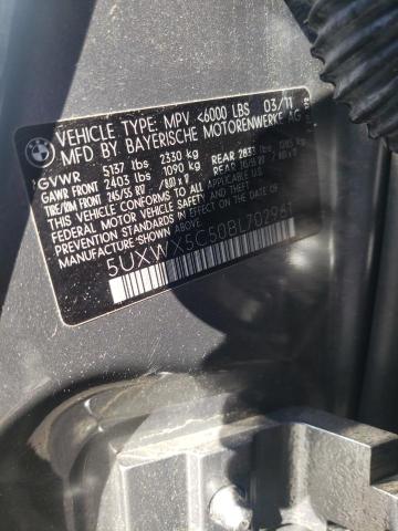 Photo 10 from auction – 2011 BMW X3 XDRIVE2 with VIN 5UXWX5C50BL702961