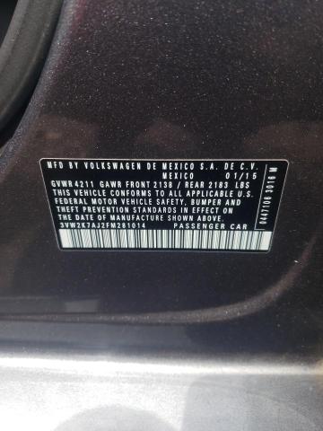 Photo 10 from auction – 2015 VOLKSWAGEN JETTA BASE with VIN 3VW2K7AJ2FM281014