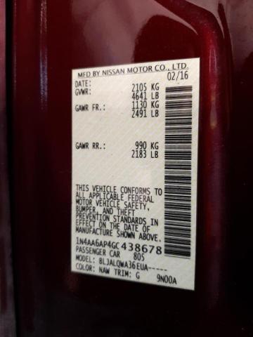Photo 10 from auction – 2016 NISSAN MAXIMA 3.5 with VIN 1N4AA6AP4GC438678
