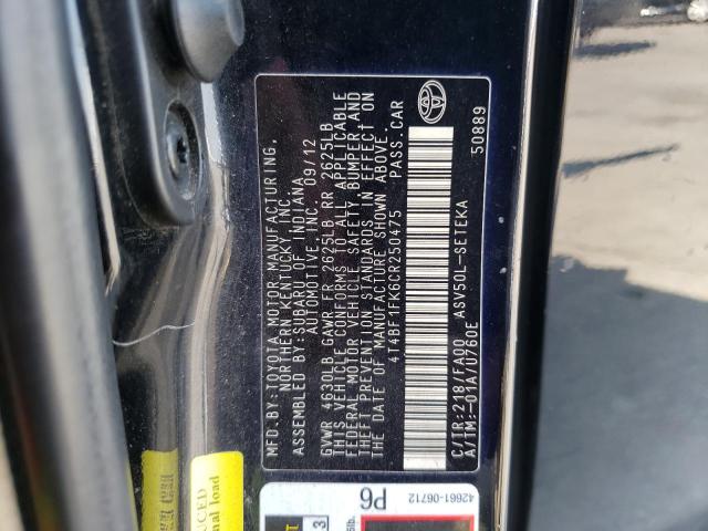 Zdjęcie 10 z aukcji – 2012 TOYOTA CAMRY BASE z VIN 4T4BF1FK6CR250475