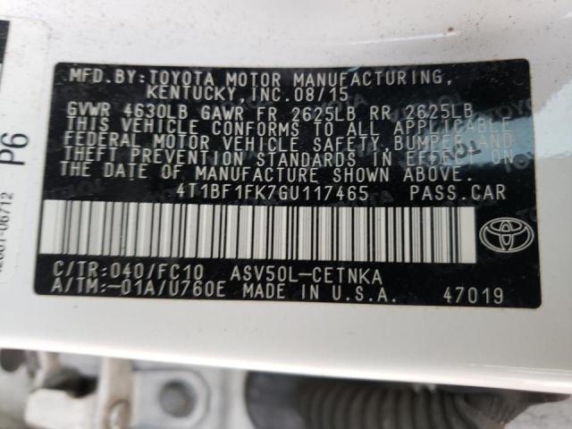 Photo 10 from auction – 2016 TOYOTA CAMRY LE with VIN 4T1BF1FK7GU117465